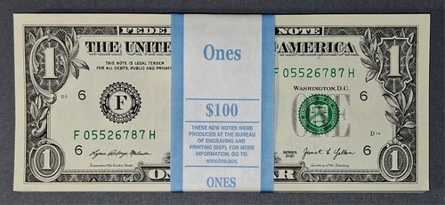 Five one dollar bills - five,