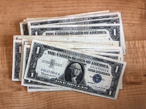 1935 1957 one dollar blue - or,
