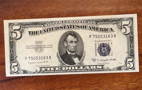 1953 silver certificate - b, $5