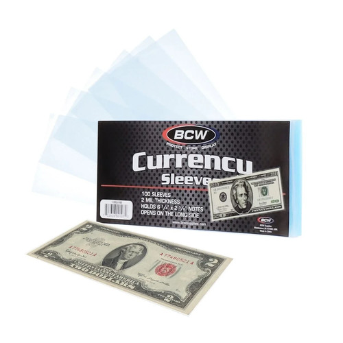 100 bcw currency sleeves - currency,