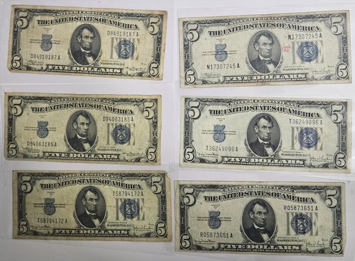 1934 five dollar - dollar, blue
