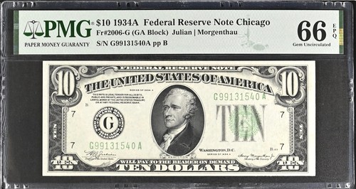 1934 federal reserve - 1934-a, $10